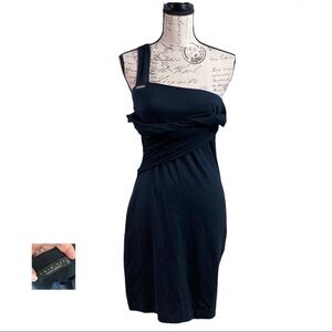 TWIN-SET LN Black Bodycon One Shoulder Dress